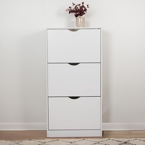 Milton & Oldbrook Armoire à Chaussures Prato - Meuble de Rangement Moderne pour 18 Paires, Design Compact en Bois Noir