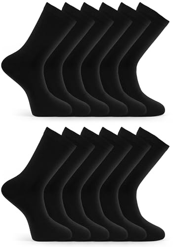 Basic Treasure Lot de 12 paires de chaussettes pour homme - Coton respirant - Noir - Tailles 39/42