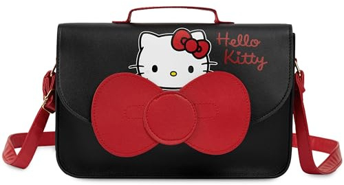 Hello Kitty Sanrio Borsa Tracolla Bambina Kawaii Borsetta Ragazza Donna Kuromi My Melody Shopping Viaggi Idee Regalo Anime (Nero/Rosso)