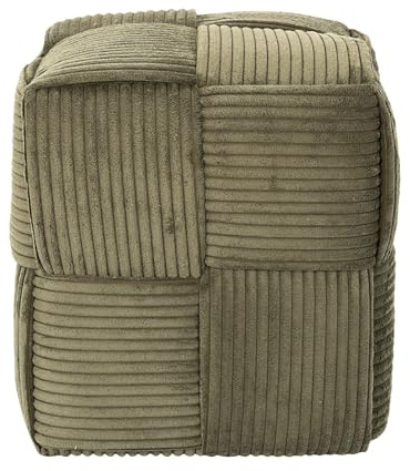 Home Deco Factory, HD0541, Pouf Intrecciato a Coste Verde, Design Moderno ed Elegante, Comfort ottimale, Versatile per Soggiorno o Camera da Letto, Dimensioni 36x38x36 cm, Colore Verde