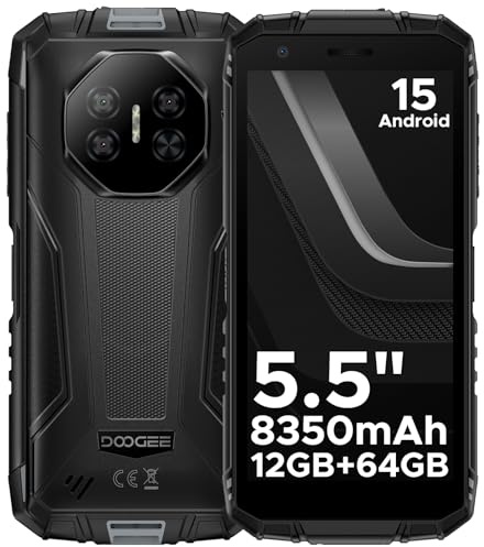 DOOGEE Fire 3 Teléfono Movil irrompible Android 15, 5.5 IPS HD+, 8350mAh,12GB +64 GB/2TB TF movil Resistente,13MP+8MP,Octa Core,NFC/Face ID/GPS/OTG/3,5mm/Widevine L1/IP68&IP69/4G Dual SIM Smartphone