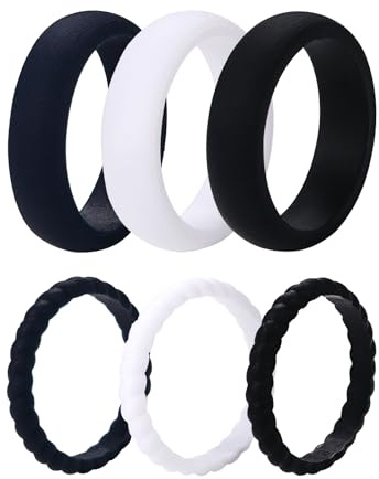 OIDEA Silikongummiring för kvinnor: 6 stycken sportiga silikonringar, set av silikon, cool, stapelbar förlovningsringar i mångsidiga färger, smycken, present för kvinnor, flickor, storlek 47–69