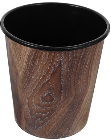 DOITOOL Corbeille à Déchets Imitation Bois pour Salon Cuisine et Salle de Bain Design Vintage Compacte pour Rangement des Déchets