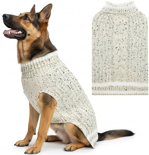 CUSOZWO Dog Sweater for Small, Medium, Large & XL Dogs, Turtleneck Fleece Warm Winter Pet Knitwear Clothes Outfit for Cold Weather Indoor & Outdoor