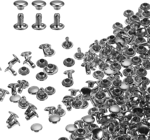 QUARKZMAN 80 Set Di Rivetti A Doppio Cappuccio 6x6mm In Acciaio Al Carbonio Testa Tonda Chiodi A Perno Fermagli Tubolari In Metallo Per Riparazioni Decorazioni Artigianato In Pelle, Gunmetal
