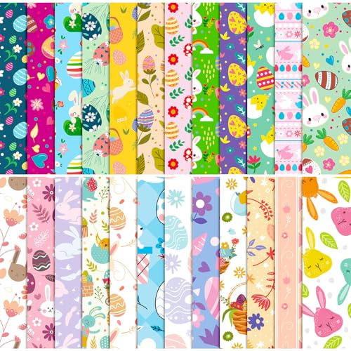 24Sheets Easter Scrapbooking Cardstock Paper Pads, Easter Decorative Paper 24 Pattern, Easter Card Stock Pad for Scrapbook Supplies, Scrapbook Craft Paper for Gift Card Making Photo Album (EasterB)