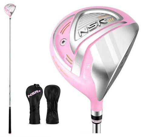 Golf Fairway Wood #1 Driver/#3/#5/4 Hybrid Iron Wooden Right Handed Club Titanium Carbon Rod Include Head Cover for Women (#3,Pink)