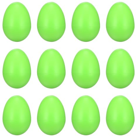sourcing map 12 Pcs Egg Shakers, Plastic Musical Eggs Maracas Hand Percussion Instruments for DIY Painting Music Learning Easter Party Performance, Green