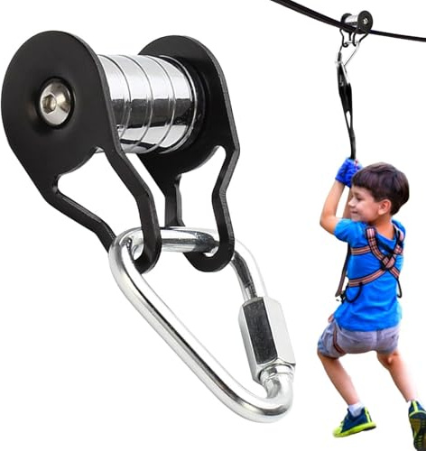 Poulie pour Slider ziplines avec 5 Poulies De Renvoi, Poulies À Courroie Plate De Type Robuste, Kit De Tyrolienne pour Enfant, Corde D'Équilibre Multifonctionnelle pour Patio Pelouse Parc Maison