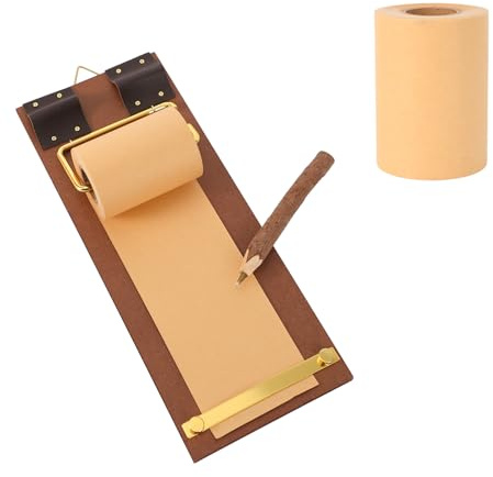 Refillable Hanging Notepad with Cutter, Vintage Memo Wood Clipboard with Sticky Paper Roll & Pen for Wall Home & Office Decor for Notes to-Do Lists Journaling and Creative Organization Supplies
