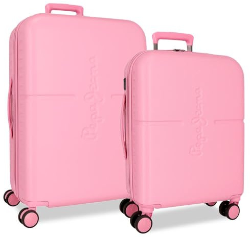 Pepe Jeans Highlight Juego de Maletas Rosa 48x70x28 cm Rígida ABS Cierre TSA Integrado 94L 6,8kg 4 Ruedas Dobles Equipaje de Mano by Joumma Bags