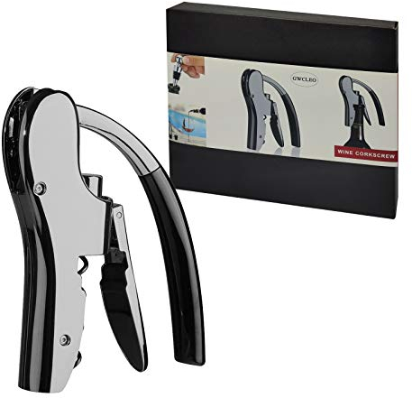 GWCLEO Cavatappi, Lusso Compatto Apribottiglie con Taglia Capsule Integrata, Set di Accessori da Vino con Tappi Versatori da Vino e Tappo da Vino, Cavatappi a Leva con Elegante Confezione Regalo