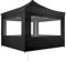 tectake® Alu Pavillon 3x3, Faltpavillon klappbar, wasserdicht, Partyzelt mit 4 Seitenwänden, inkl. Spannseile, Heringe und Tasche, Überdachung Balkon, Terrasse, Garten Pavillion - schwarz