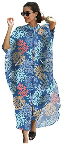 Vestido Boho Mujer Largo Talla Grande Camisolas y Pareos Indios Bohemio Hippie Tunica Piscina Caftan Africano Kaftan Etnico Kimono Flores Ropa Hawaiana Traje de Baño Bikini Cover Up