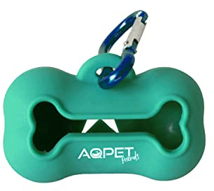 AQPET Dispensador de silicona para bolsas higiénicas para animales – Incluye bolsas compostables, 8050327305908