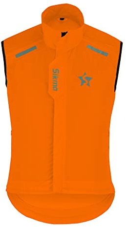 Sikma män kvinnor cykling Gilet dusch vindtät löpning unisex HI-VIZ väst cykeljackor, Orange, XL