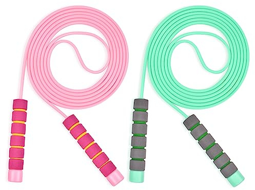 Flintronic Hopprep för barn, 2-pack justerbart hopprep för barn, 2,6 m hopprep med hudvänliga skumhandtag, mjukt hopprep för flickor, pojkar, träning, utomhus