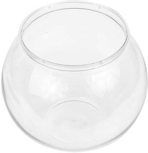 PRETYZOOM 1-Gallon Round Plastic Fish Bowl 7.16In Clear – Space-Saving for Desk & Shelf Use, Multi-Functional as Aquarium, Water Plant Pot or Decorative Centerpiece – for Betta Fish, Shrimp, Turtles,