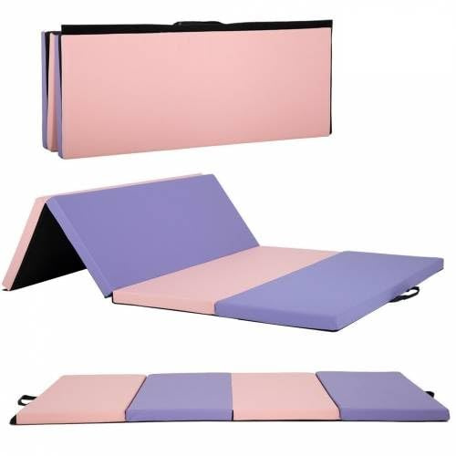 Niamvelo Tappetino pieghevole per ginnastica e esercizi, spessore 1,8 x 1,2 m x 5,2 cm, in pelle PU, con chiusura a , ideale per ginnastica, aerobica, yoga, cheerleading, arti marziali (cromato)