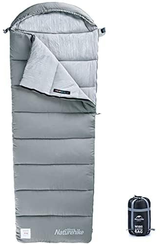 Naturehike Saco de Dormir de algodón con Capucha, Saco de Dormir para 3 Estaciones, Ligero, portátil y empalmable, Relleno de algodón de 180 g/m2