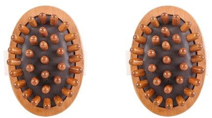 ISTOVO Lot de 2 brosses anti-cellulite en bois pour le corps - Pour huiles essentielles - Coussin d'air - Brosse de massage Meridian