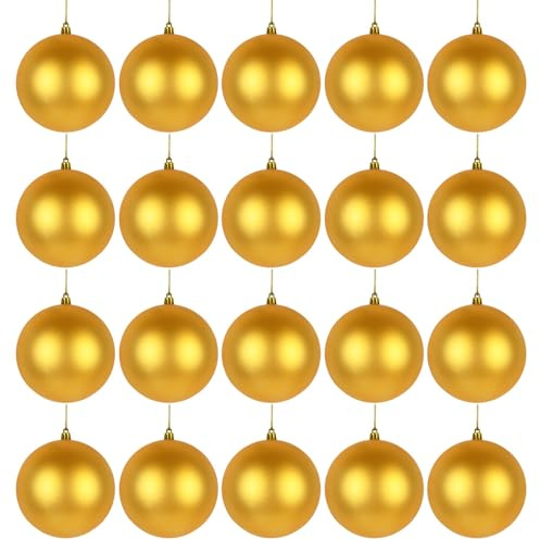 20PCS Christmas Tree Baubles Balls Ornaments Xmas Hanging Decorations Shatterproof (Gold Matte, 4CM)
