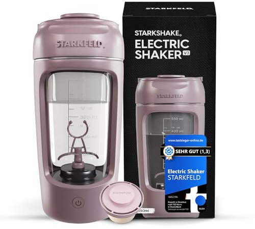 STARKSHAKE® V3 – ausgezeichnet als „bester elektrischer Shaker“ vom F.A.Z.-Verlag (2025) | Elektrischer Protein Shaker für cremige Eiweiß Shakes | 7000 UPM | USB-C | 60+ Shakes | inkl. STARKPOD | ROSA