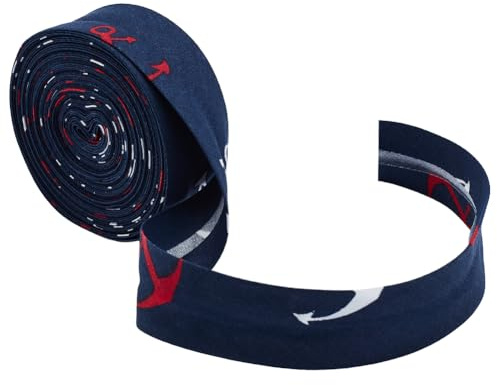 MAYJOYDIY Nastro sbieco a righe blu navy da 10 m, 25 mm, nastro sbieco stile marinaio nastro per orlatura in twill di poliestere a righe nastro per fai da te indumento cucito cuciture tubazioni