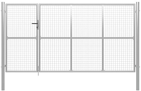 Metal Garden Gate, Swing Gate Entrance Security Door Steel 350x150 cm Silver