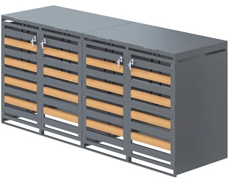 Cache-poubelles, pour 2 poubelles, jusqu'à 120 l, solution résistante aux intempéries avec fentes d'aération, verrouillable, conteneur et abri pour poubelles, abri à poubelles verrouillable (1)