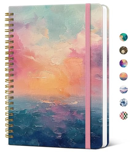Taja Lined Spiral Notebook Journal for Women A5(5.8 × 8.3), Cute Hardcover Notebook for Work, School & Note Taking, Pretty College Ruled Journal for Writing, 140 Pages, Sunset