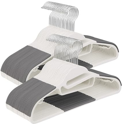 Perchas Relaxdays, Juego de 50 Unidades, Goma Antideslizante, Barra en U, Soporte para Corbatas, Blancas.