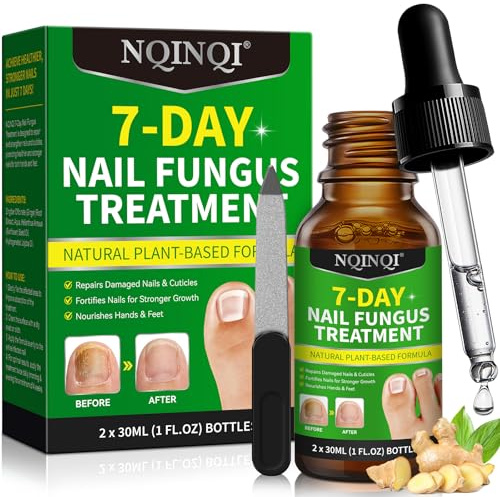 7 Days Nail Fungus Treatment Extra Strength, Toe Nail Growth Oil, Ginger Nail Growth Serum, Foot Toenail Serum for Brittle Thin Damaged Nails Strengther and Growth, Repairs Cuticles - 2 Pcs 1 Pack