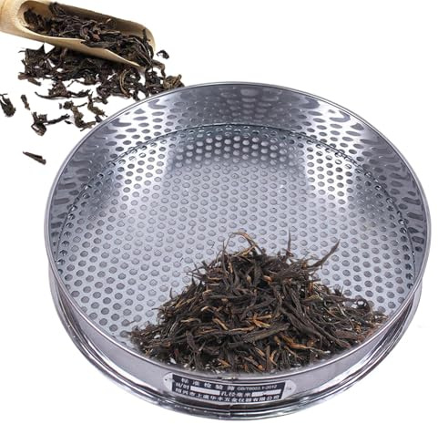 Tamiz de suelo para jardinería, sartén de acero inoxidable de 7.87 pulgadas de diámetro, pantalla de tamiz de roca de agujero de 7.5 mm, para harina de frijoles, hornear, jardinería, hogar