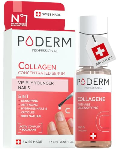 Poderm 5 en 1 Sérum Booster Uñas - Colágeno | Tratamiento Redensificante & Antiedad para Uñas Debilitadas - 6 ML | Hidrata & Refuerza | 100% Natural - Desarrollado por un Podólogo en Suiza