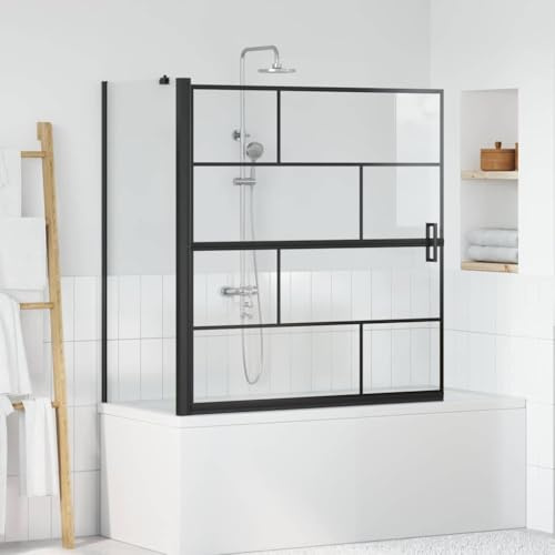 Mangloder - Paraguas de ducha para baño, color negro transparente, 116 x 68 x 128 cm, mampara de cristal con mecanismo plegable para baño sanitario, cabina, impermeable, ajustable manualmente, para
