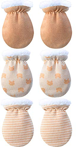 3 Paare Baby Fäustling Handschuhe Warme Baumwoll Handschuhe Baby Jungen Mädchen Winter Handschuhe Säugling Neugeborenen Wolle Gefüttert Handschuhe für 0-12 Monate (Farbe A)