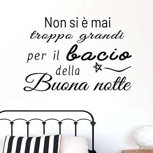 Adesivo da parete in vinile con frase in italiano NON SI E MAI TROPPO GRANDI adesivi murali frasi in italiano citazione, decorazione da parete, Wall Stickers, Art Sticker Decal Mural DC-18032