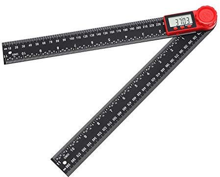 TOPWAY Transportador de Ángulos Digital 12 300mm, 0-360° Fibra de Carbón Buscador de ángulo Digital Herramienta de Medición con Pantalla LCD para Ingeniería Carpintería Construcción