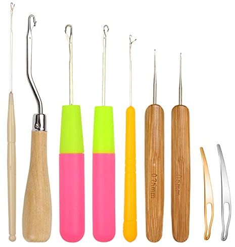 9 Stück Dreadlocks Häkelnadel Set Latch Häkelnadel Haken für Haarverlängerungen Teppichherstellung und Anderes Handwerk