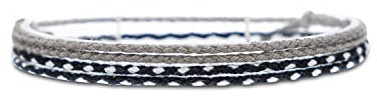 Made by Nami Pulsera Boho Surfer Set de 2 para Mujer y Hombre - Accesorios para Fiestas y de Playa - Hechos a Mano - 100% Resistente al Agua y Ajustable (Negro y gris)