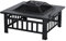M MCombo Feuerschale mit Grillrost & Funkenschutz, Feuerkorb mit Schürhaken, Feuerstelle für Garten, Terrasse und Balkon 81x81x44,5 cm, 0039