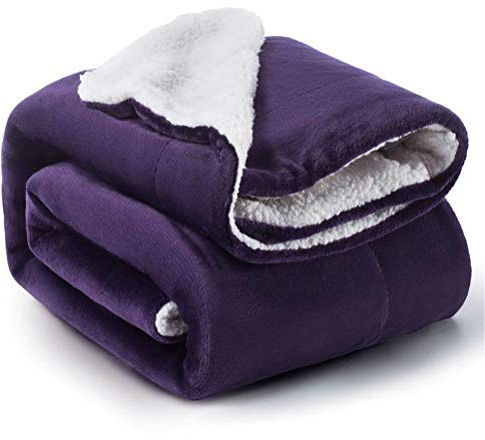Förtjockad ullkashmirfilt Kashmirfilt Fleece Supervarm Mjuk påläggningsfilt för bäddsoffa (lila 130x160cm)