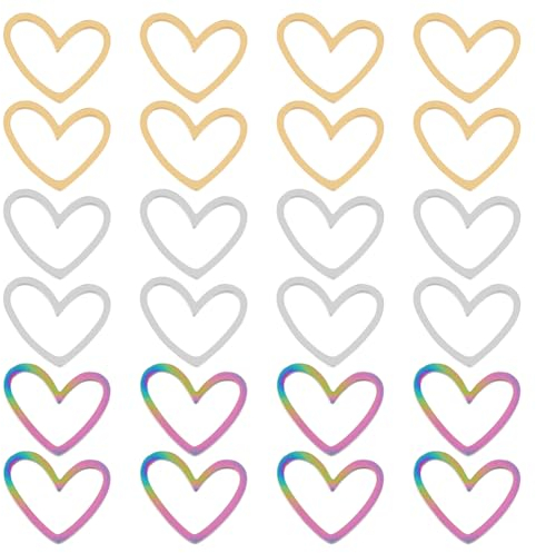 DICOSMETIC 20 Stück 3 Farben Herz Verbindungsringe Edelstahl Verbindungsringe Herz Verbindungs Charms Kleine Rahmen Verbindungsstücke Charms Schmuck Verbindungsglieder Für DIY Handwerk