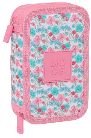safta Moos Flores - Trousse Scolaire pour Enfant, avec 28 Outils Inclus, Pratique et Polyvalente, qualité et résistance, 12,5 x 4 x 19,5 cm, Multicolore, Multicolore, Estándar, Décontracté