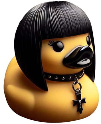 Pato Ducksville de Goma Malvado - Decoración de Baño Estilo Gótico, Figura de Resina Oscura, Estatua de Duckieville