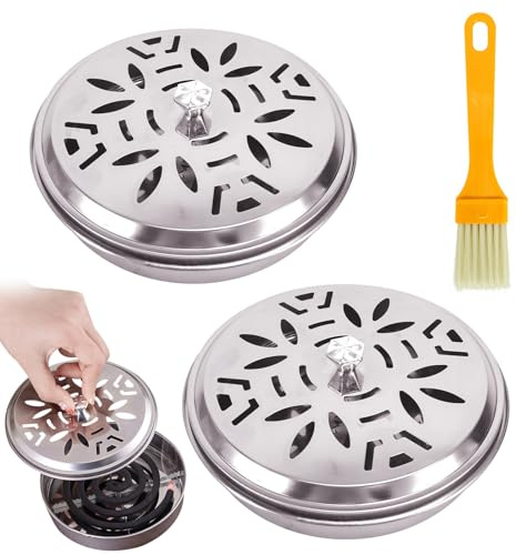 SwirlColor Myggspolehållare, 2 st ny ihålig rostfritt stål rökelsehållare med diamanthandtag för kök vardagsrum badrum, med rengöringsborste