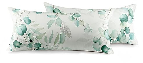 SOULFUL Kissenbezug 40x80 Baumwolle Pflanzenmuster, Kissenbezüge 2 Teilig mit Reißverschluss, Ähnliche Textur wie Stone Washed Leinen, ÖkoTex Zertifiziert, Weich und Bequem
