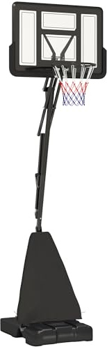 SPORTNOW Basketball Hoop Outdoor, Height Adjustable Basketball Hoop and Stand with Rebound System, Weighted Base, Portable on Wheels, 2.45-3.05m, for Teens, Juniors, Adults, Black