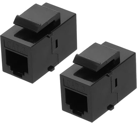 sourcing map Paquete de 2 acopladores Ethernet Cat 3, RJ11 8P4C Cat3 hembra a adaptador Ethernet hembra, color negro